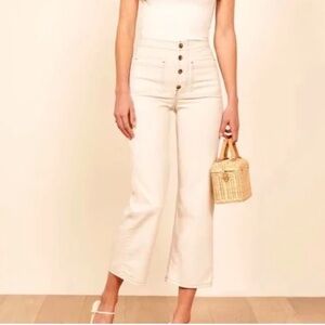 Reformation Jeans Eloise High Rise Wide Leg Jean 26 Ivory White Denim